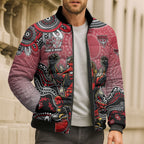 Personalized Essendon Bombers Mascot Bomber Puffer Jacket Aboriginal Dot Art Style Vibrant Indigenous Pattern Design