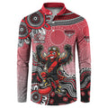 Personalized Essendon Bombers Mascot Button Sweatshirt Aboriginal Dot Art Style Vibrant Indigenous Pattern Design