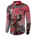 Personalized Essendon Bombers Mascot Button Sweatshirt Aboriginal Dot Art Style Vibrant Indigenous Pattern Design