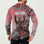 Personalized Essendon Bombers Mascot Button Sweatshirt Aboriginal Dot Art Style Vibrant Indigenous Pattern Design
