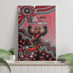 Personalized Essendon Bombers Mascot Canvas Wall Art Aboriginal Dot Art Style Vibrant Indigenous Pattern Design