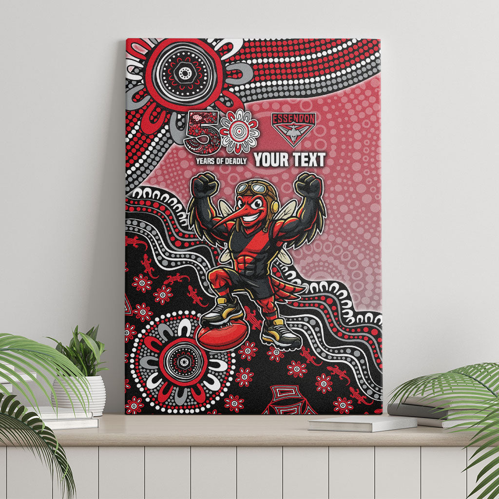 Personalized Essendon Bombers Mascot Canvas Wall Art Aboriginal Dot Art Style Vibrant Indigenous Pattern Design