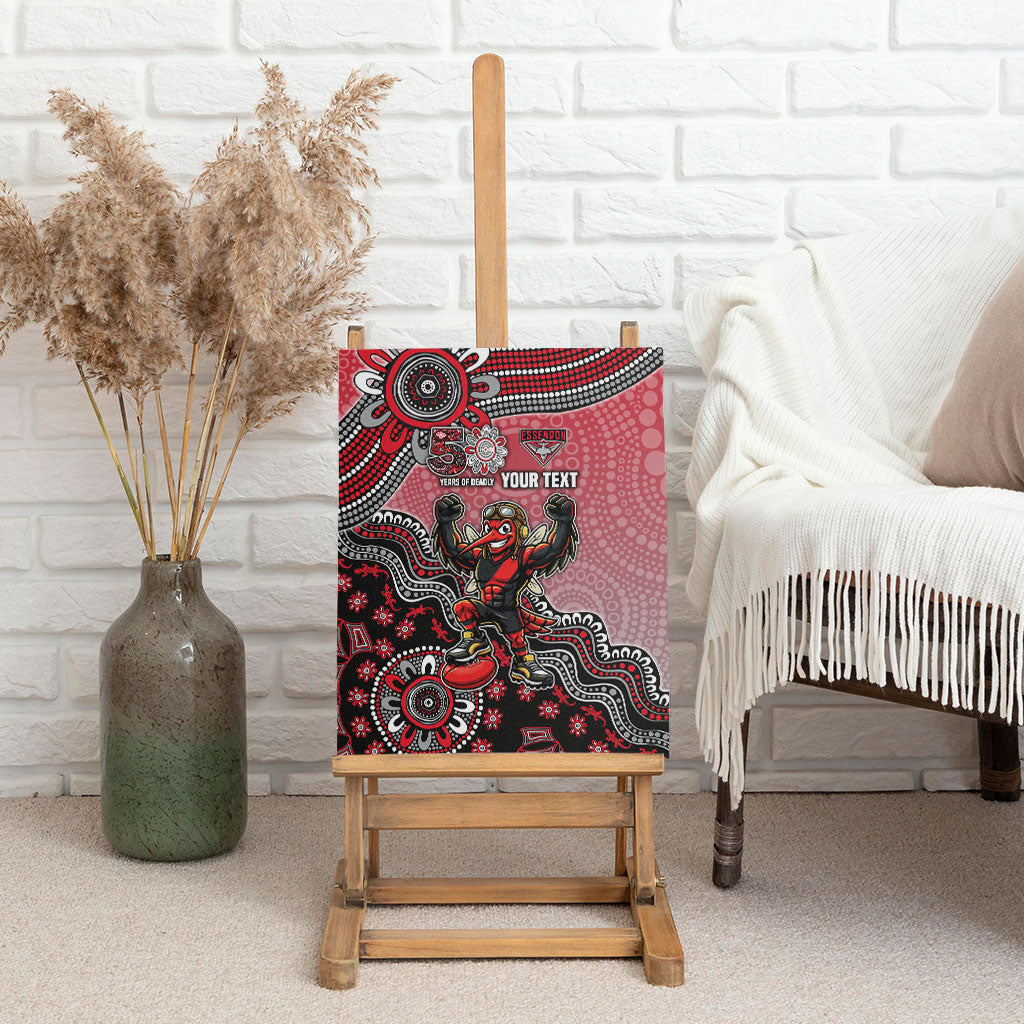 Personalized Essendon Bombers Mascot Canvas Wall Art Aboriginal Dot Art Style Vibrant Indigenous Pattern Design