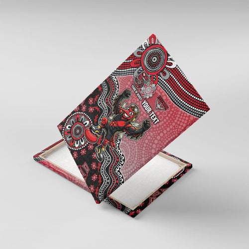 Personalized Essendon Bombers Mascot Canvas Wall Art Aboriginal Dot Art Style Vibrant Indigenous Pattern Design