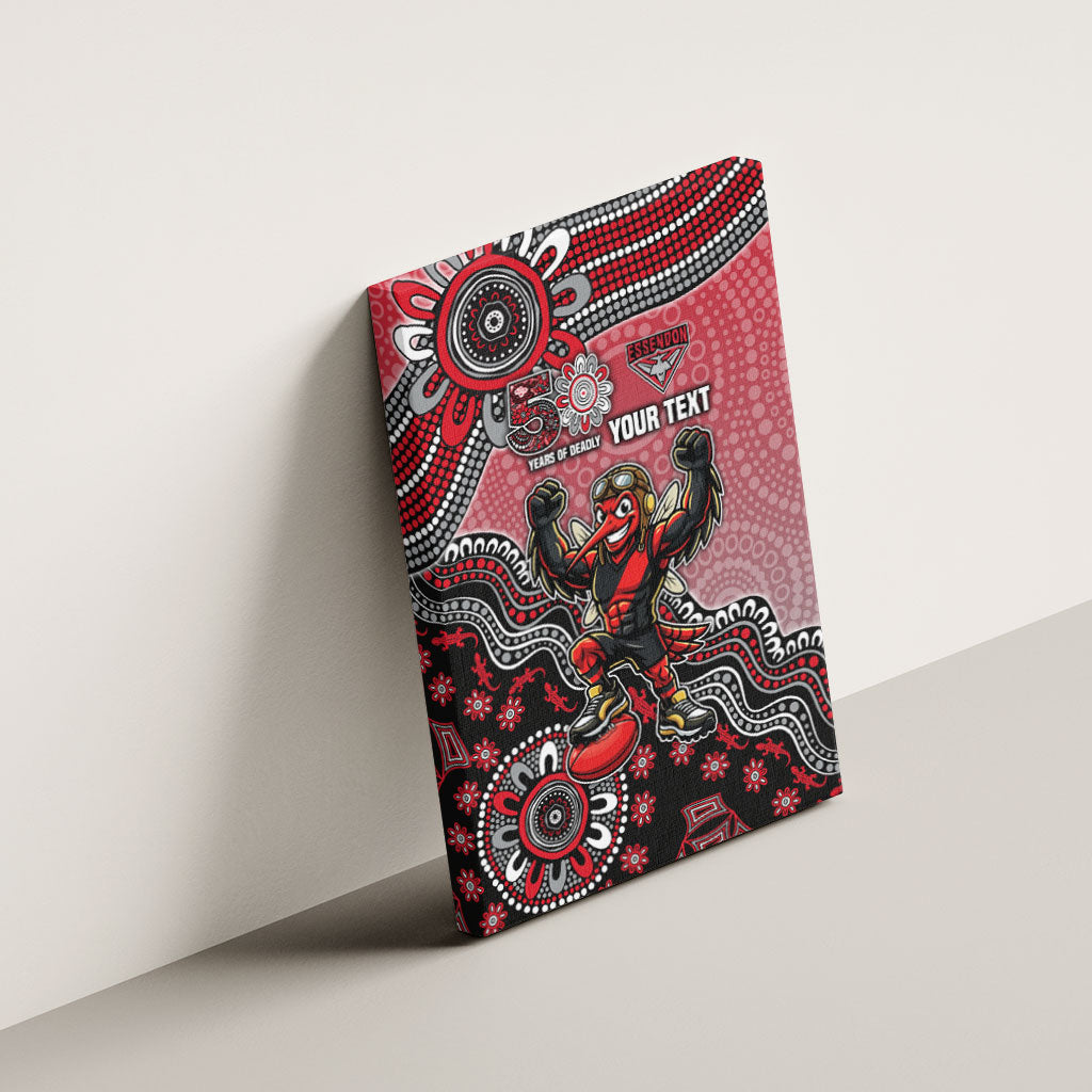 Personalized Essendon Bombers Mascot Canvas Wall Art Aboriginal Dot Art Style Vibrant Indigenous Pattern Design