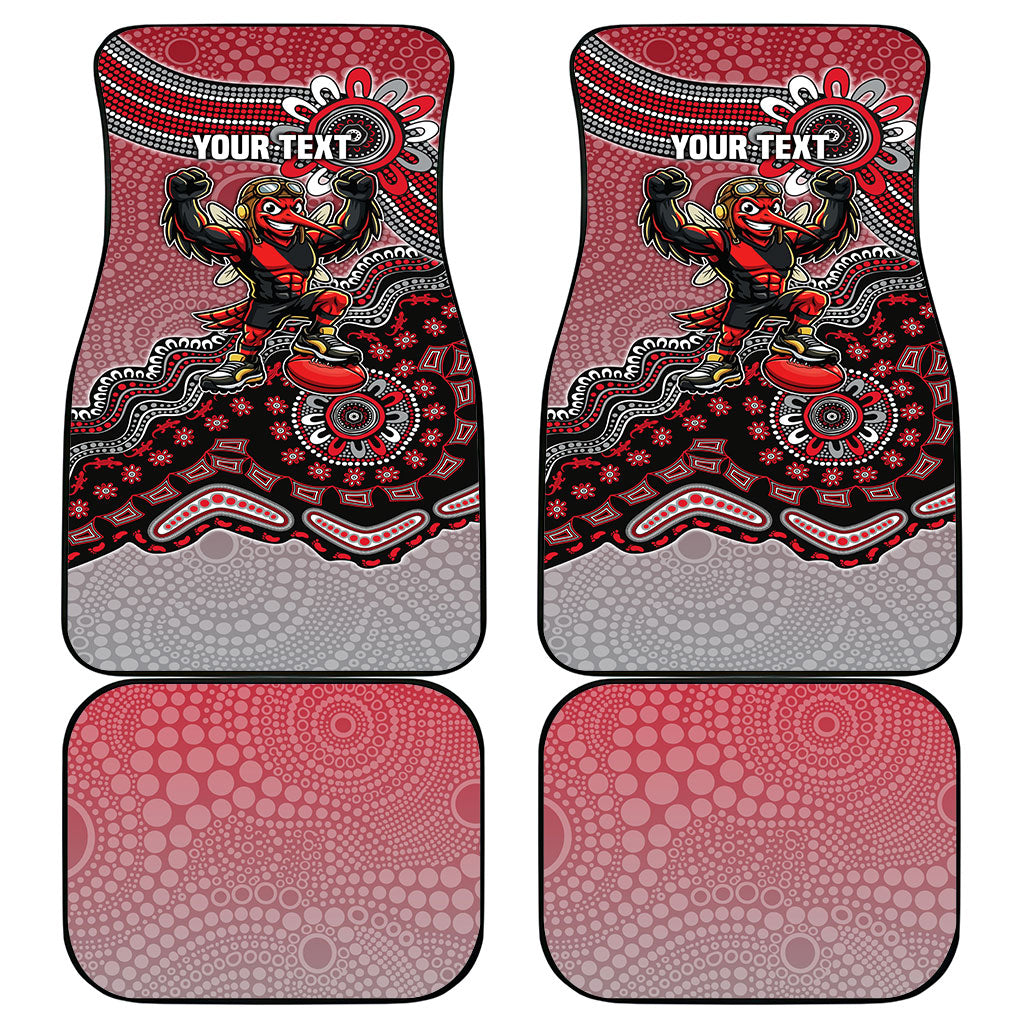 Personalized Essendon Bombers Mascot Car Mats Aboriginal Dot Art Style Vibrant Indigenous Pattern Design