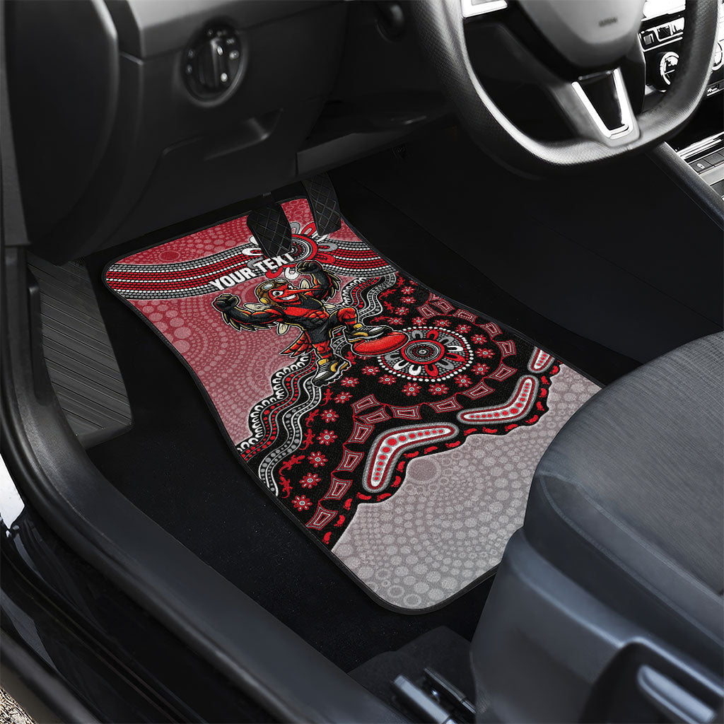 Personalized Essendon Bombers Mascot Car Mats Aboriginal Dot Art Style Vibrant Indigenous Pattern Design