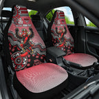 Personalized Essendon Bombers Mascot Car Seat Cover Aboriginal Dot Art Style Vibrant Indigenous Pattern Design