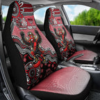 Personalized Essendon Bombers Mascot Car Seat Cover Aboriginal Dot Art Style Vibrant Indigenous Pattern Design
