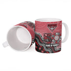 Personalized Essendon Bombers Mascot Ceramic Mug Aboriginal Dot Art Style Vibrant Indigenous Pattern Design