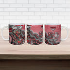 Personalized Essendon Bombers Mascot Ceramic Mug Aboriginal Dot Art Style Vibrant Indigenous Pattern Design