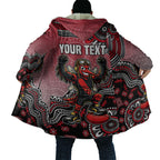 Personalized Essendon Bombers Mascot Cloak Aboriginal Dot Art Style Vibrant Indigenous Pattern Design