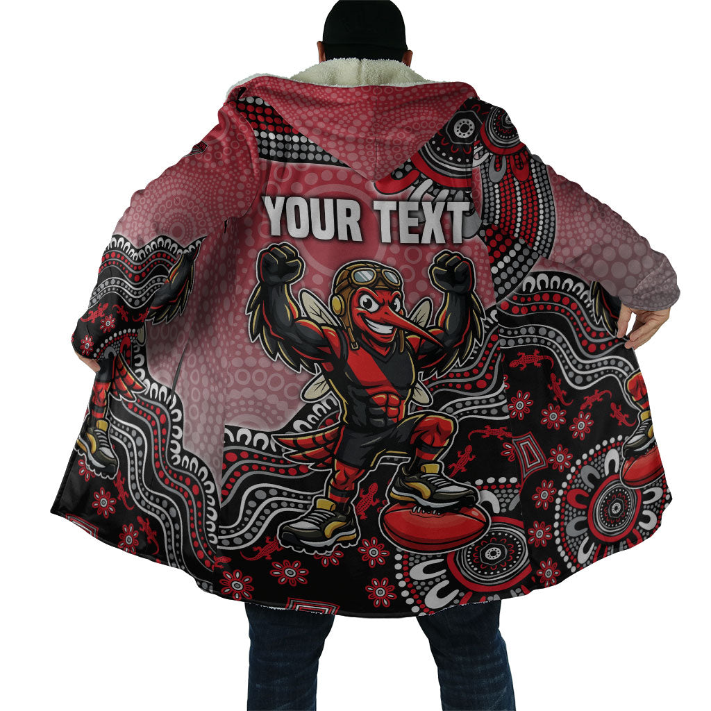Personalized Essendon Bombers Mascot Cloak Aboriginal Dot Art Style Vibrant Indigenous Pattern Design
