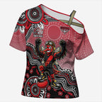 Personalized Essendon Bombers Mascot Cross Shoulder Shirt Aboriginal Dot Art Style Vibrant Indigenous Pattern Design