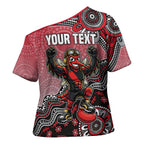 Personalized Essendon Bombers Mascot Cross Shoulder Shirt Aboriginal Dot Art Style Vibrant Indigenous Pattern Design