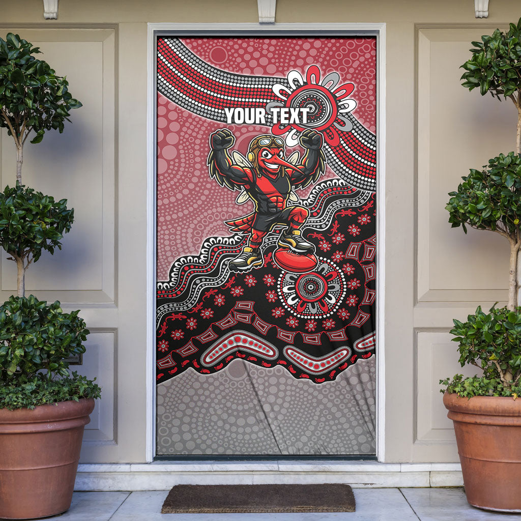 Personalized Essendon Bombers Mascot Door Cover Aboriginal Dot Art Style Vibrant Indigenous Pattern Design