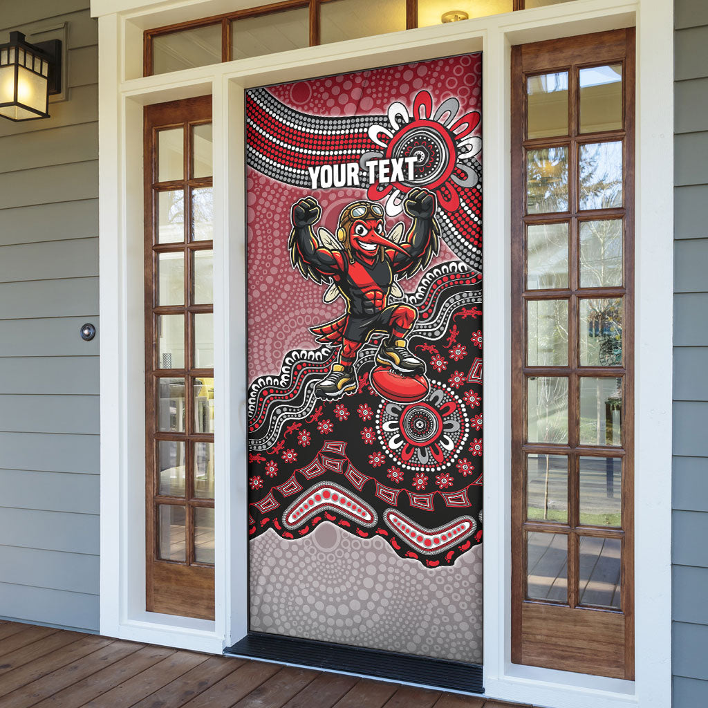 Personalized Essendon Bombers Mascot Door Cover Aboriginal Dot Art Style Vibrant Indigenous Pattern Design