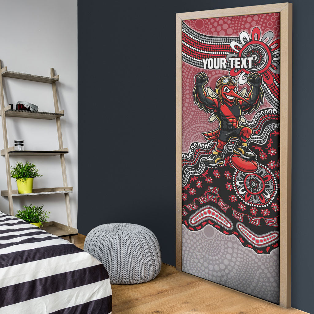 Personalized Essendon Bombers Mascot Door Cover Aboriginal Dot Art Style Vibrant Indigenous Pattern Design