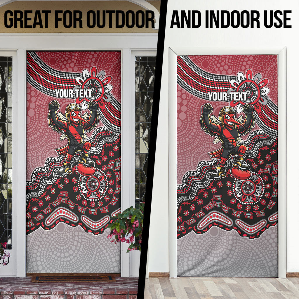 Personalized Essendon Bombers Mascot Door Cover Aboriginal Dot Art Style Vibrant Indigenous Pattern Design