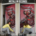 Personalized Essendon Bombers Mascot Door Cover Aboriginal Dot Art Style Vibrant Indigenous Pattern Design