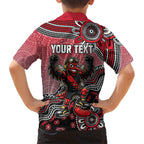Personalized Essendon Bombers Mascot Family Matching Mermaid Dress and Hawaiian Shirt Aboriginal Dot Art Style Vibrant Indigenous Pattern Design