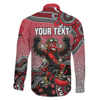 Personalized Essendon Bombers Mascot Family Matching Puletasi and Hawaiian Shirt Aboriginal Dot Art Style Vibrant Indigenous Pattern Design