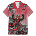 Personalized Essendon Bombers Mascot Family Matching Summer Maxi Dress and Hawaiian Shirt Aboriginal Dot Art Style Vibrant Indigenous Pattern Design