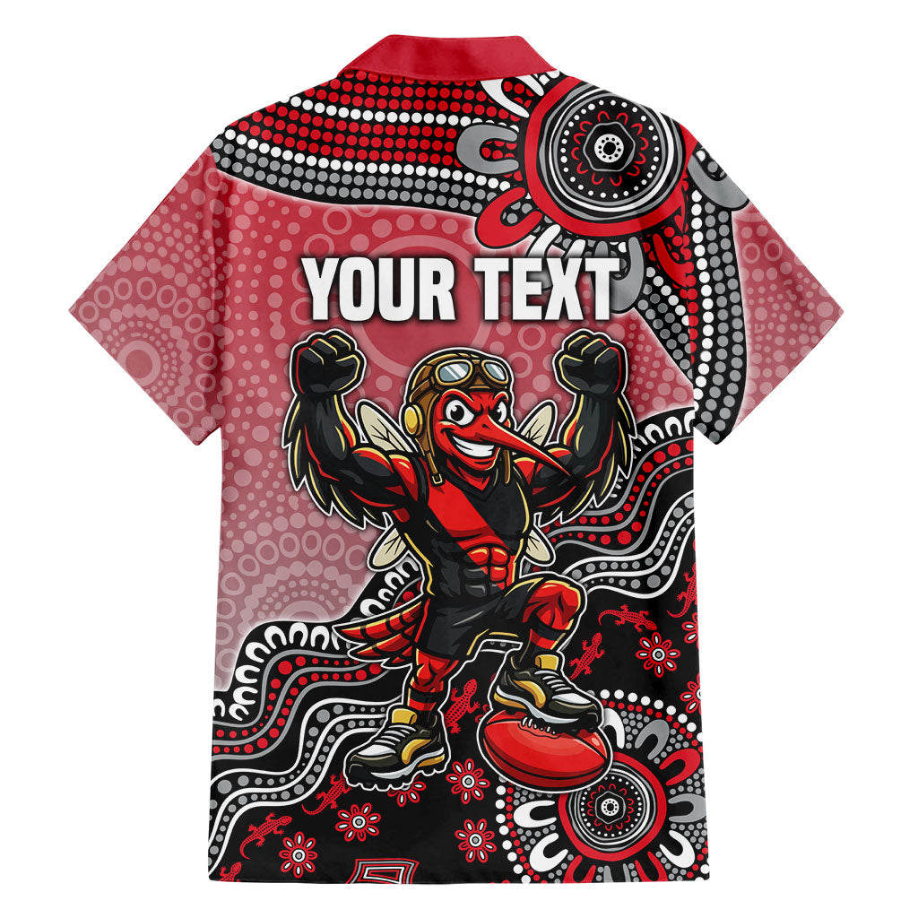 Personalized Essendon Bombers Mascot Family Matching Summer Maxi Dress and Hawaiian Shirt Aboriginal Dot Art Style Vibrant Indigenous Pattern Design