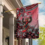 Personalized Essendon Bombers Mascot Garden Flag Aboriginal Dot Art Style Vibrant Indigenous Pattern Design