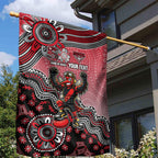 Personalized Essendon Bombers Mascot Garden Flag Aboriginal Dot Art Style Vibrant Indigenous Pattern Design