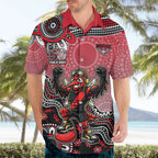 Personalized Essendon Bombers Mascot Hawaiian Shirt Aboriginal Dot Art Style Vibrant Indigenous Pattern Design