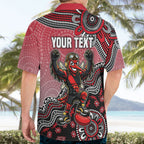 Personalized Essendon Bombers Mascot Hawaiian Shirt Aboriginal Dot Art Style Vibrant Indigenous Pattern Design