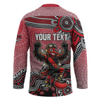 Personalized Essendon Bombers Mascot Hockey Jersey Aboriginal Dot Art Style Vibrant Indigenous Pattern Design