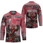 Personalized Essendon Bombers Mascot Hockey Jersey Aboriginal Dot Art Style Vibrant Indigenous Pattern Design
