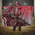 Personalized Essendon Bombers Mascot Hooded Blanket Aboriginal Dot Art Style Vibrant Indigenous Pattern Design