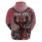 Personalized Essendon Bombers Mascot Hoodie Aboriginal Dot Art Style Vibrant Indigenous Pattern Design