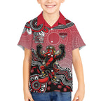 Personalized Essendon Bombers Mascot Kid Hawaiian Shirt Aboriginal Dot Art Style Vibrant Indigenous Pattern Design
