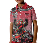 Personalized Essendon Bombers Mascot Kid Polo Shirt Aboriginal Dot Art Style Vibrant Indigenous Pattern Design