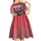Personalized Essendon Bombers Mascot Kid Short Sleeve Dress Aboriginal Dot Art Style Vibrant Indigenous Pattern Design