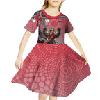 Personalized Essendon Bombers Mascot Kid Short Sleeve Dress Aboriginal Dot Art Style Vibrant Indigenous Pattern Design