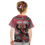 Personalized Essendon Bombers Mascot Kid T Shirt Aboriginal Dot Art Style Vibrant Indigenous Pattern Design