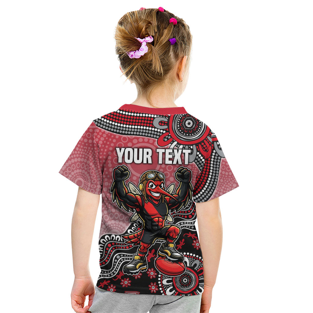 Personalized Essendon Bombers Mascot Kid T Shirt Aboriginal Dot Art Style Vibrant Indigenous Pattern Design