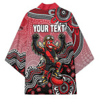 Personalized Essendon Bombers Mascot Kimono Aboriginal Dot Art Style Vibrant Indigenous Pattern Design