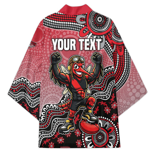 Personalized Essendon Bombers Mascot Kimono Aboriginal Dot Art Style Vibrant Indigenous Pattern Design
