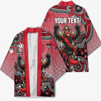Personalized Essendon Bombers Mascot Kimono Aboriginal Dot Art Style Vibrant Indigenous Pattern Design