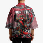 Personalized Essendon Bombers Mascot Kimono Aboriginal Dot Art Style Vibrant Indigenous Pattern Design