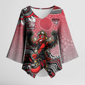 Personalized Essendon Bombers Mascot Kimono Sleeve Blouse Aboriginal Dot Art Style Vibrant Indigenous Pattern Design