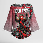 Personalized Essendon Bombers Mascot Kimono Sleeve Blouse Aboriginal Dot Art Style Vibrant Indigenous Pattern Design