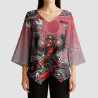 Personalized Essendon Bombers Mascot Kimono Sleeve Blouse Aboriginal Dot Art Style Vibrant Indigenous Pattern Design