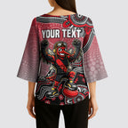 Personalized Essendon Bombers Mascot Kimono Sleeve Blouse Aboriginal Dot Art Style Vibrant Indigenous Pattern Design